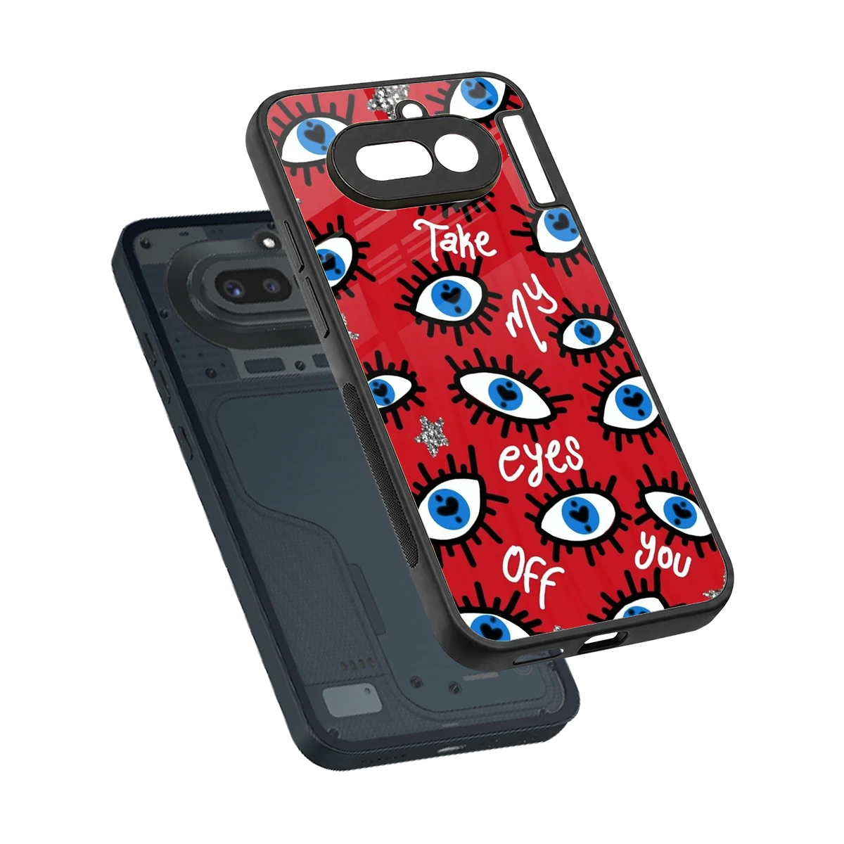 Eyes On You sleek nothing phone 4a cover with tempered glass back and TPU edges