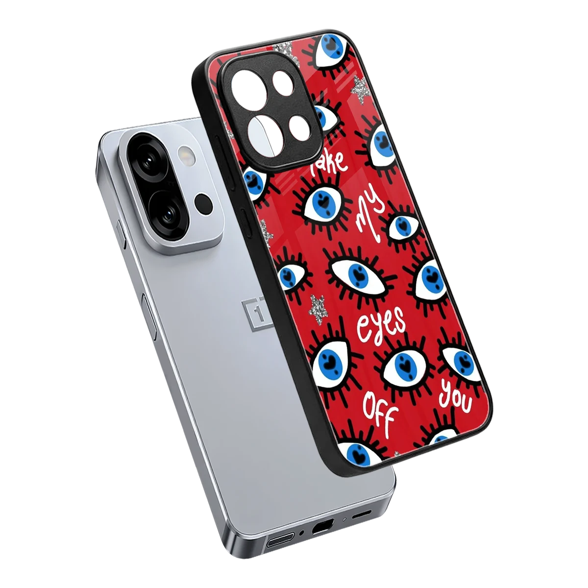 Eyes On You sleek oneplus 13s cover with tempered glass back and TPU edges