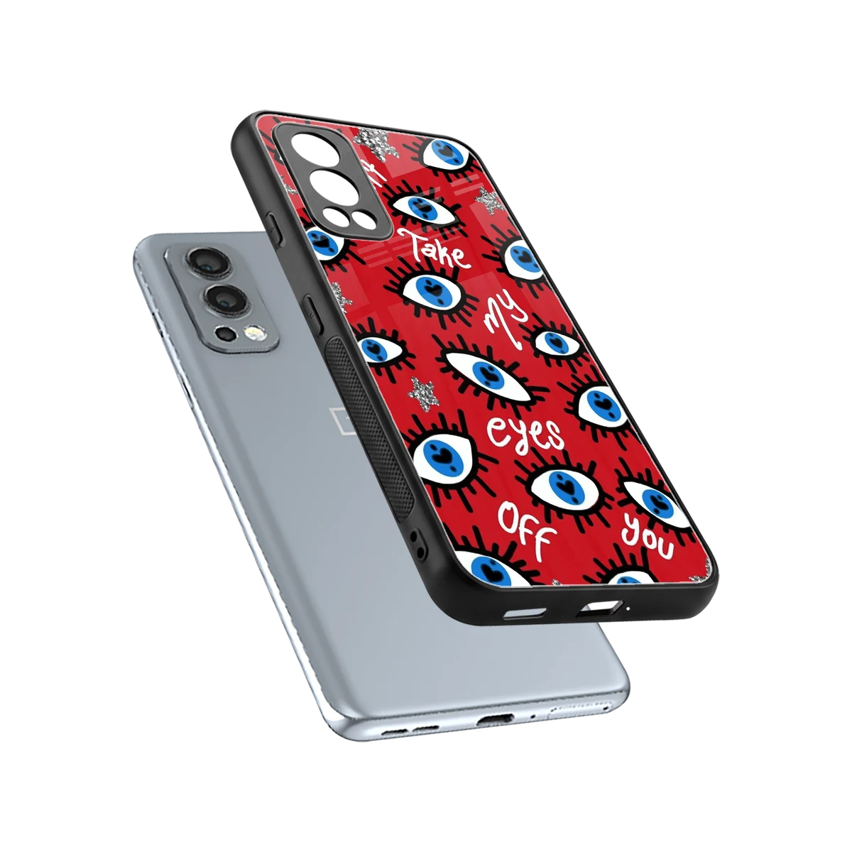 Eyes On You sleek oneplus nord 2 cover with tempered glass back and TPU edges