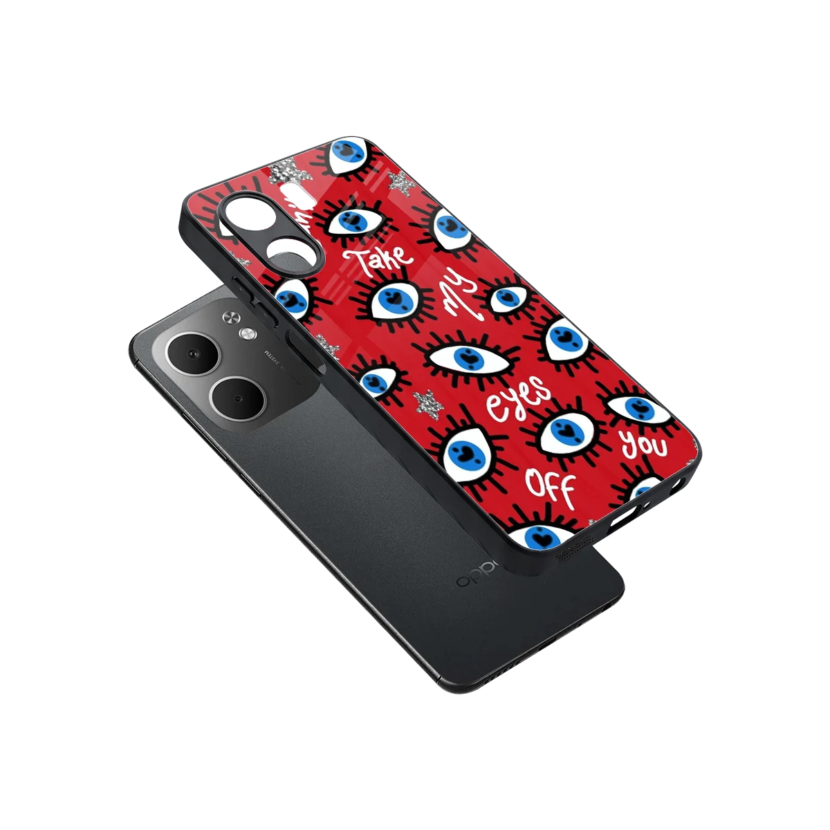 Eyes On You sleek oppo a5x 5g cover with tempered glass back and TPU edges