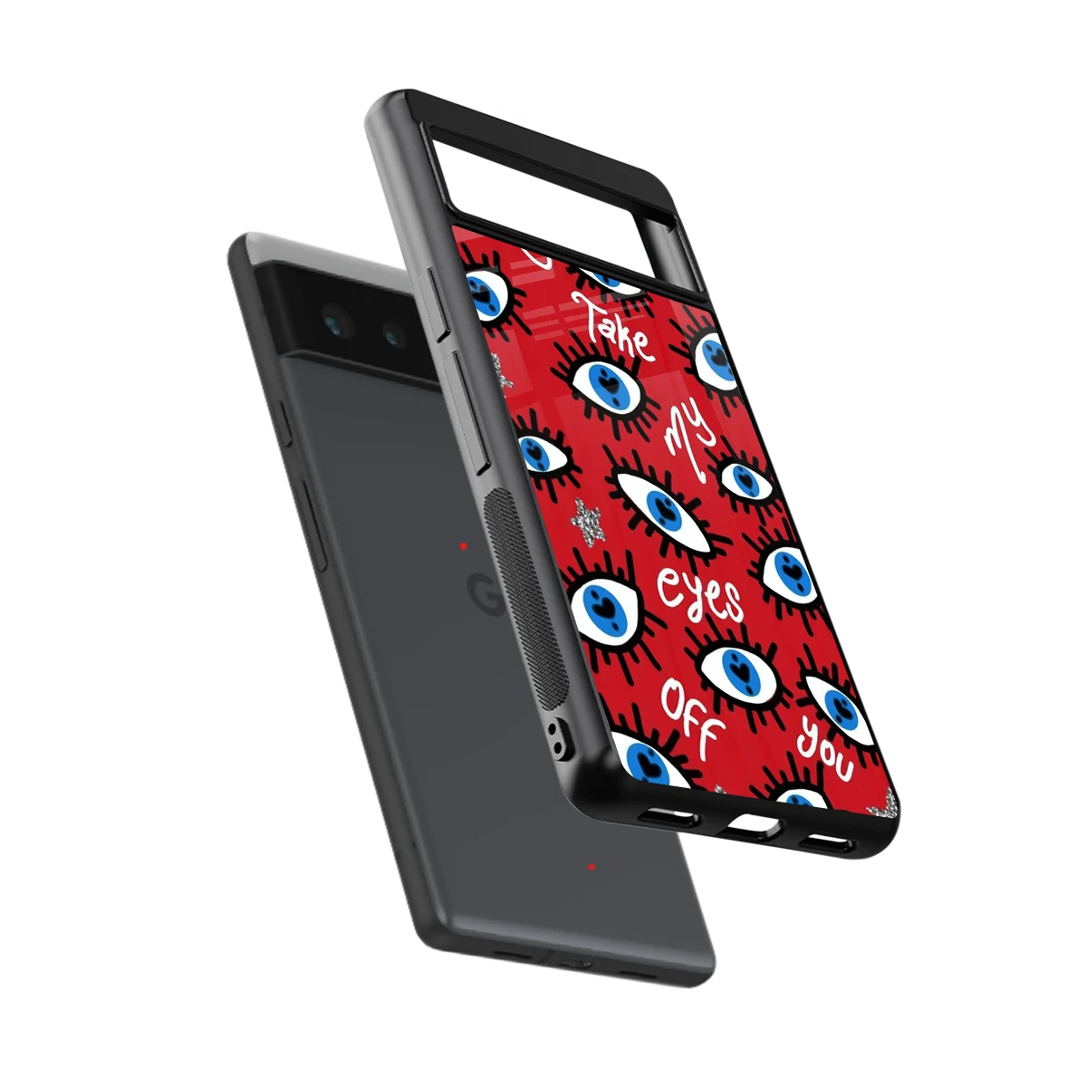 Eyes On You sleek google pixel 6a cover with tempered glass back and TPU edges