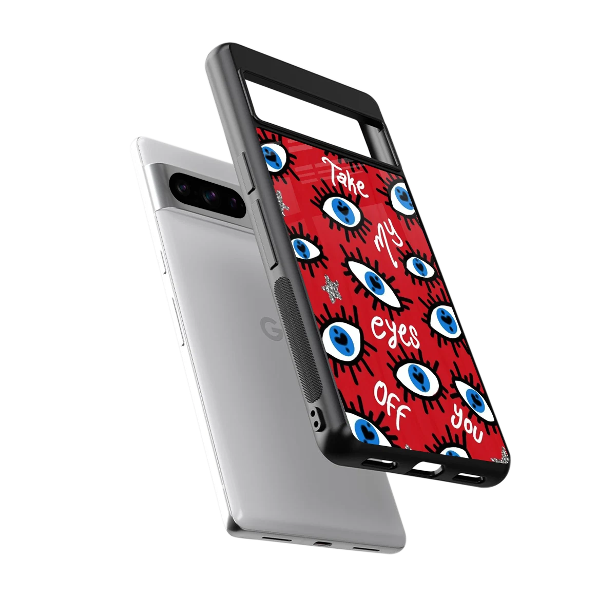 Eyes On You sleek google pixel 8 pro cover with tempered glass back and TPU edges