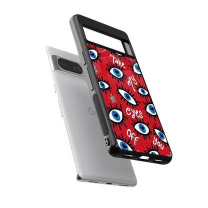 Eyes On You sleek google pixel 8 cover with tempered glass back and TPU edges