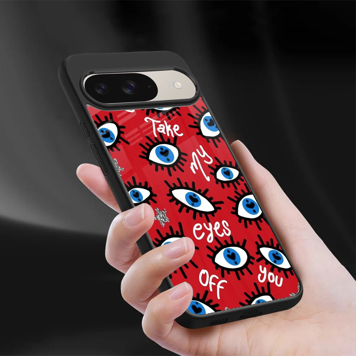 Eyes On You sleek google pixel 9 cover with tempered glass back and TPU edges