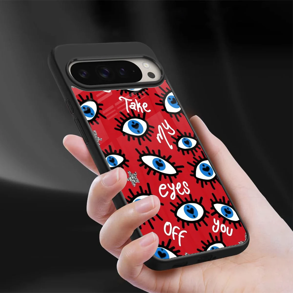 Eyes On You sleek google pixel 9 pro cover with tempered glass back and TPU edges