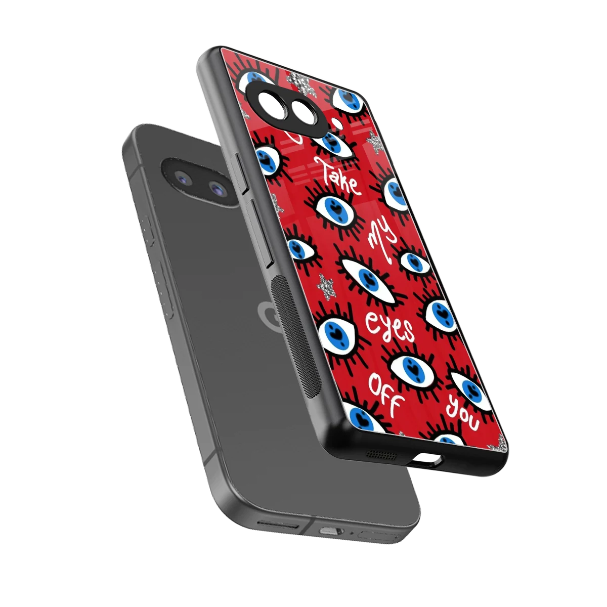 Eyes On You sleek google pixel 9a cover with tempered glass back and TPU edges