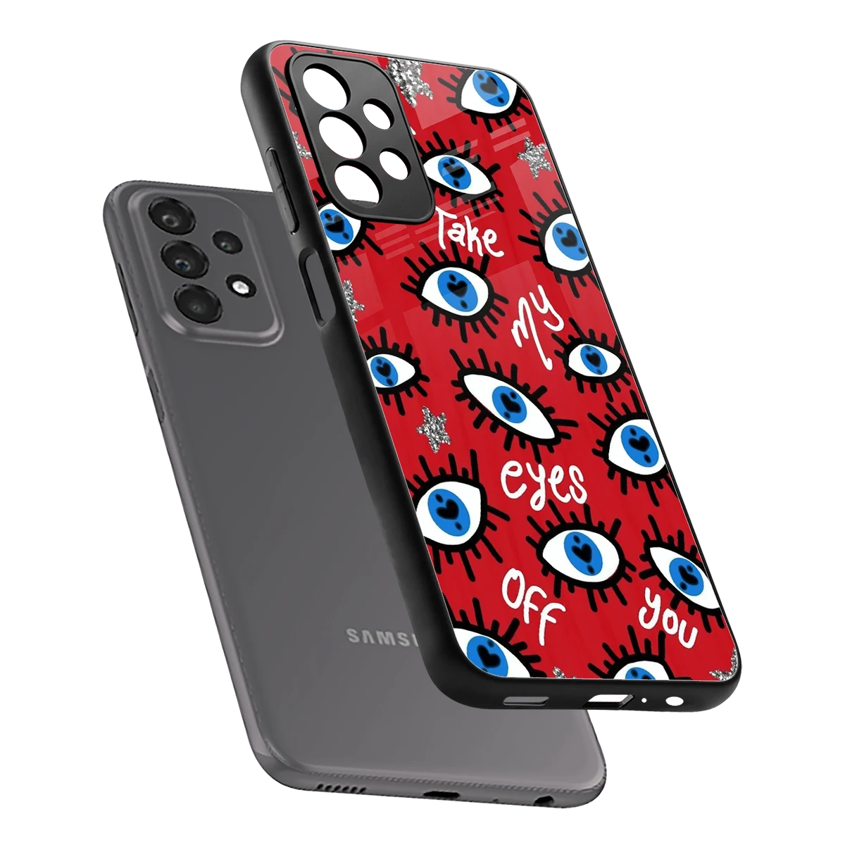 Eyes On You sleek samsung galaxy a23 cover with tempered glass back and TPU edges