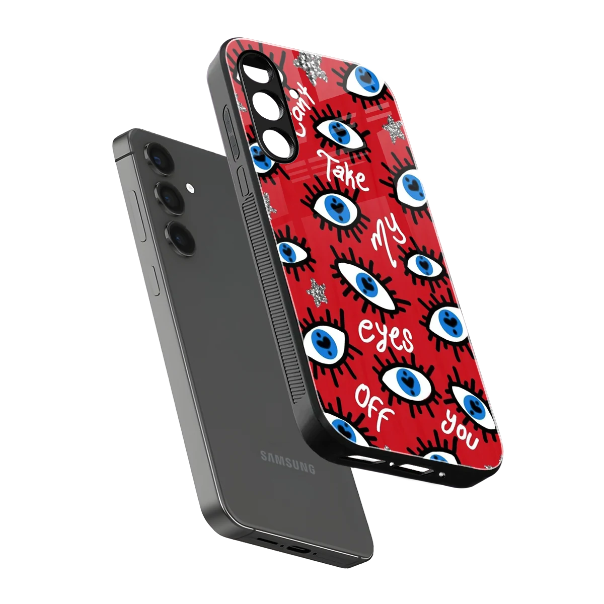 Eyes On You sleek samsung galaxy a55 5g cover with tempered glass back and TPU edges