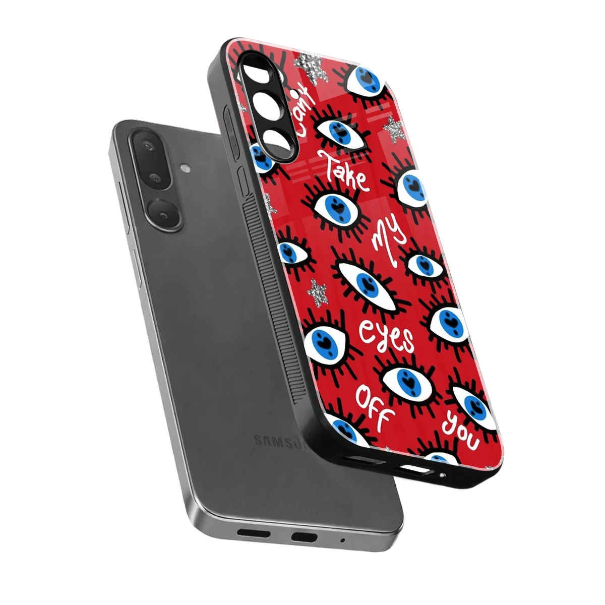 Eyes On You sleek samsung galaxy m56 5g cover with tempered glass back and TPU edges