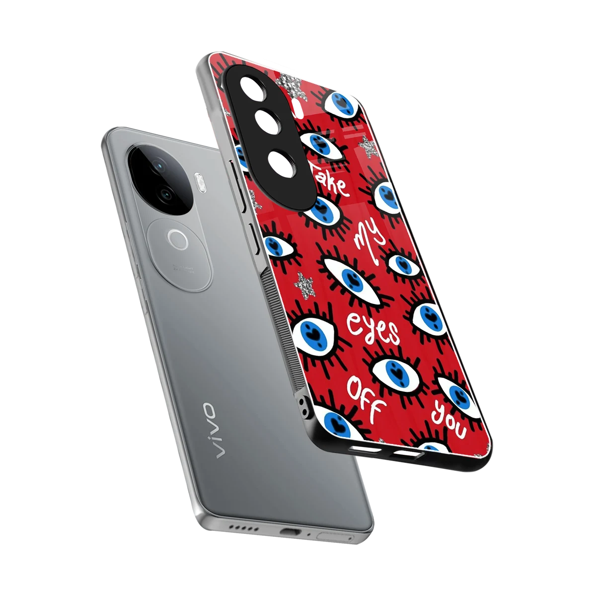 Eyes On You sleek vivo v40e cover with tempered glass back and TPU edges