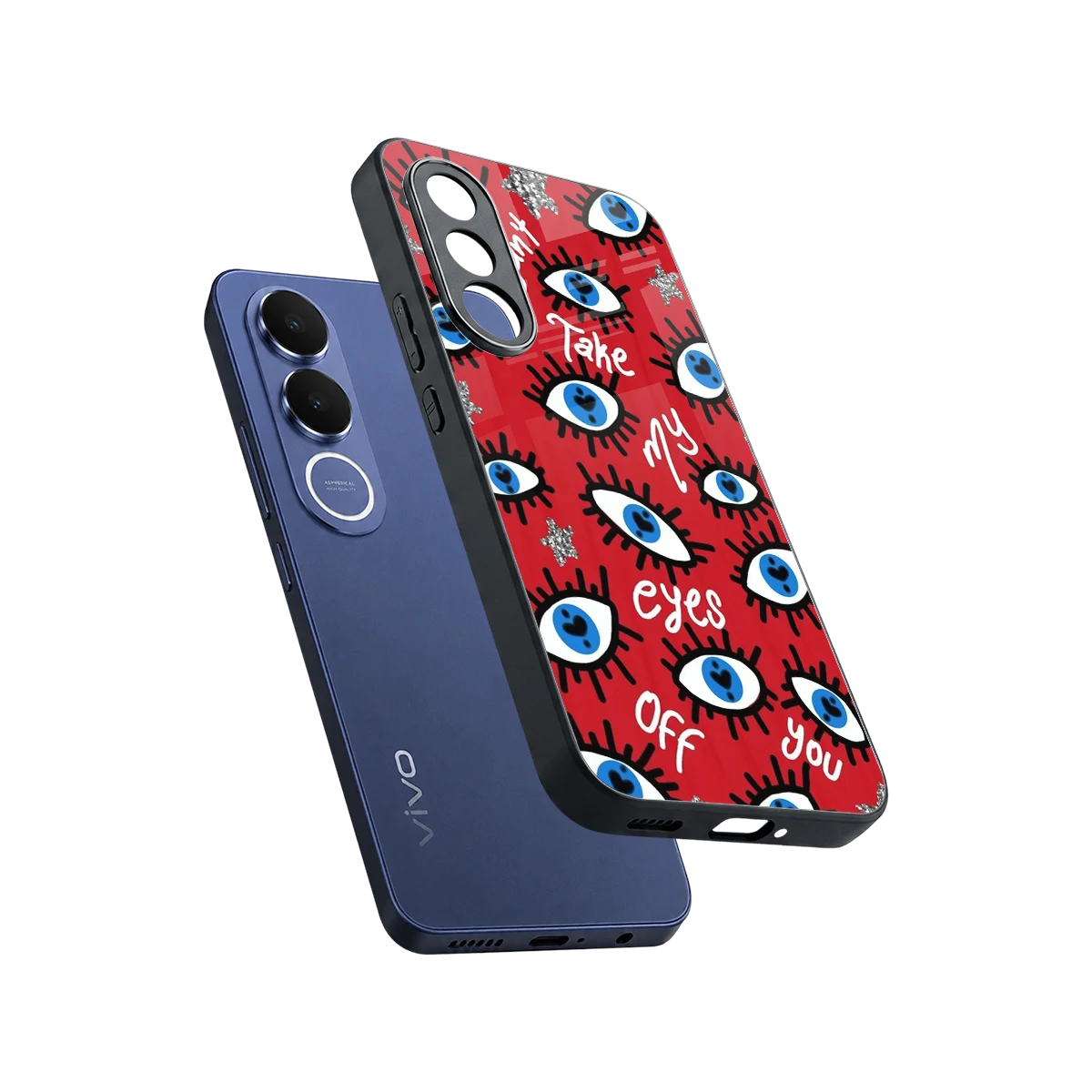 Eyes On You sleek vivo v70 fe cover with tempered glass back and TPU edges
