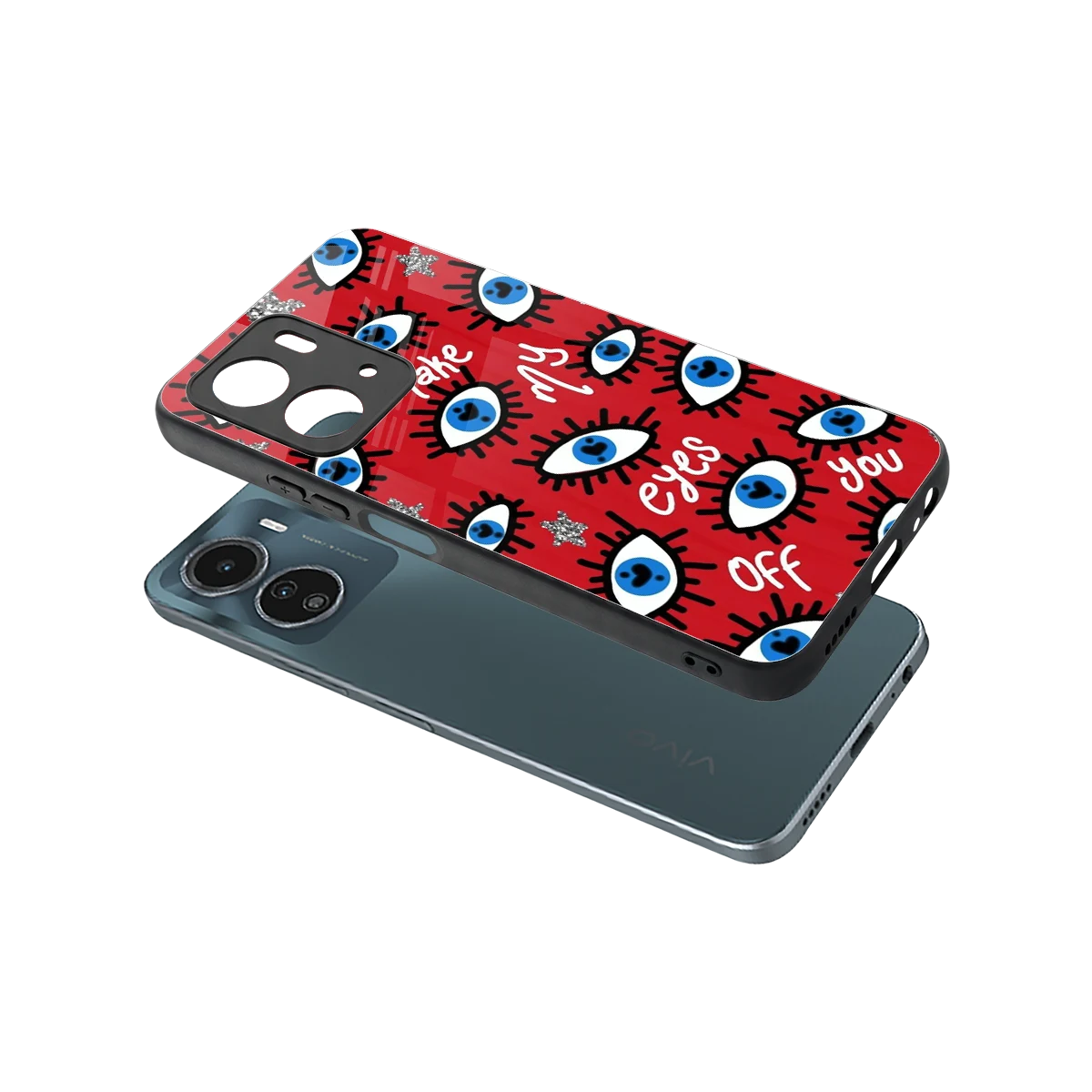 Eyes On You sleek vivo y16 cover with tempered glass back and TPU edges