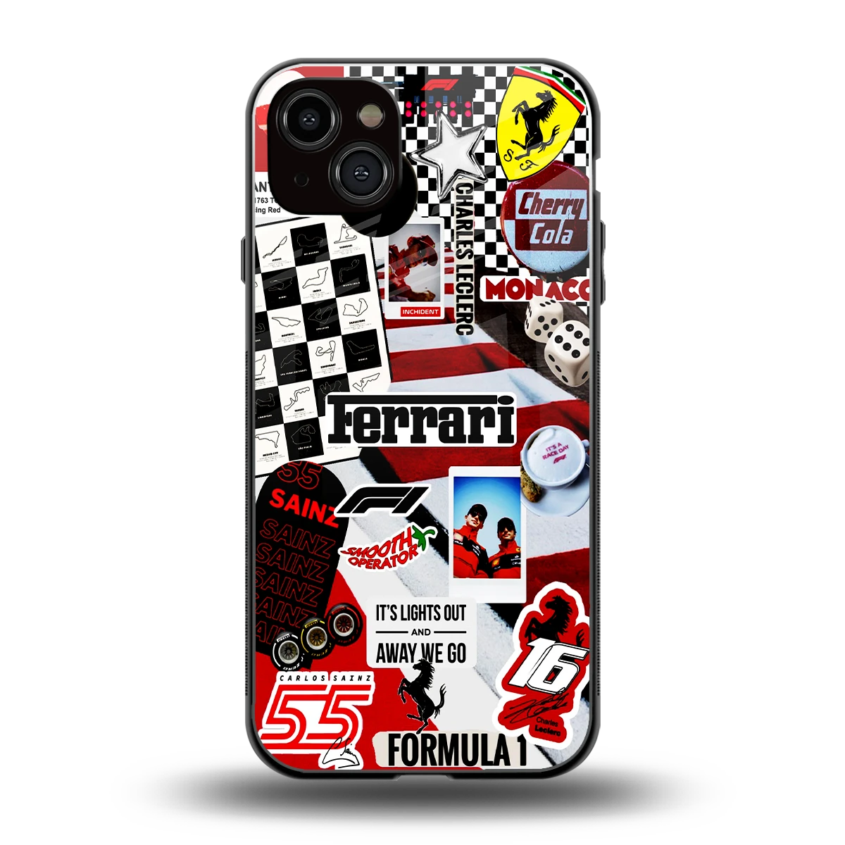 F1 Icon back phone cover | glass case for iphone 15 plus