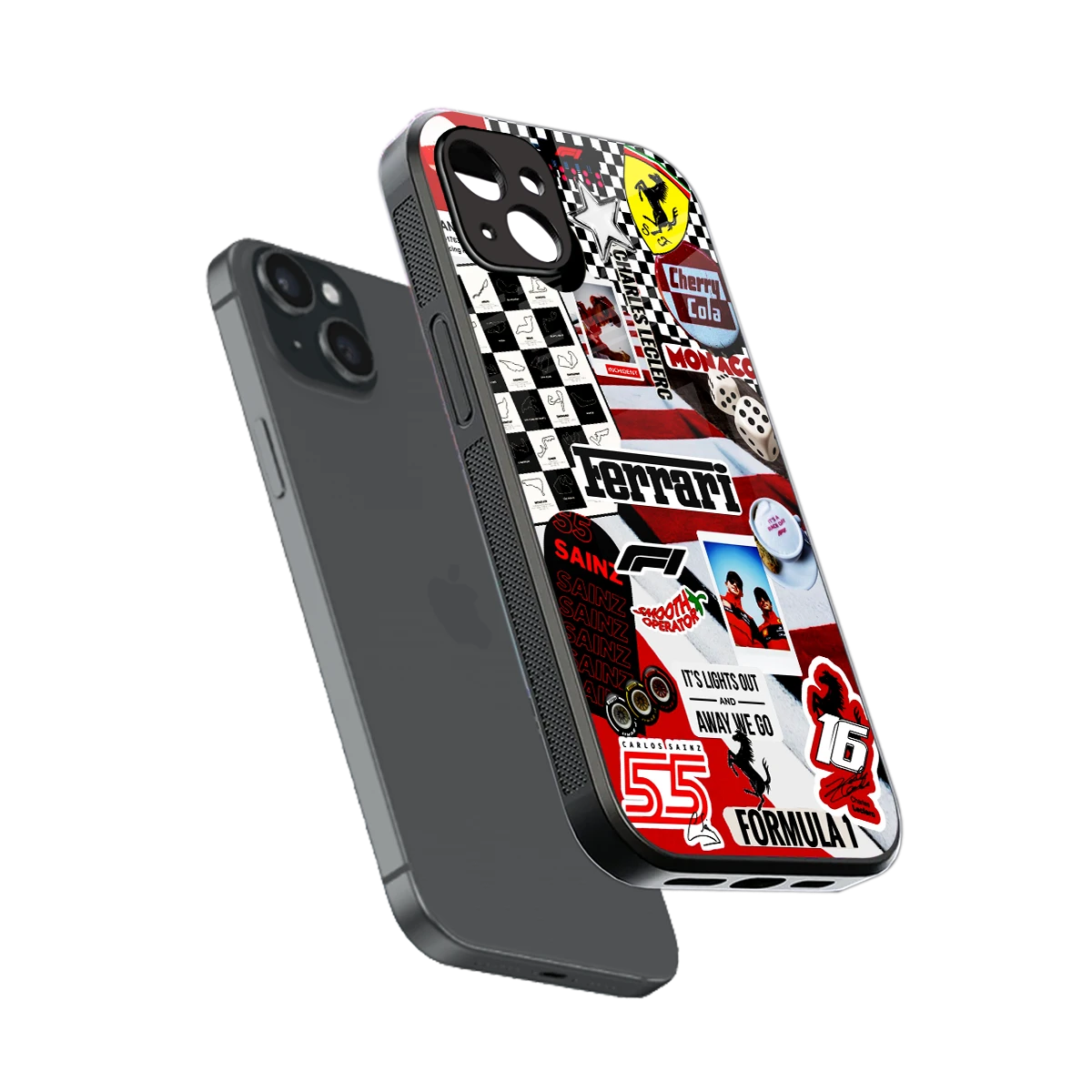 F1 Icon sleek iphone 15 plus cover with tempered glass back and TPU edges