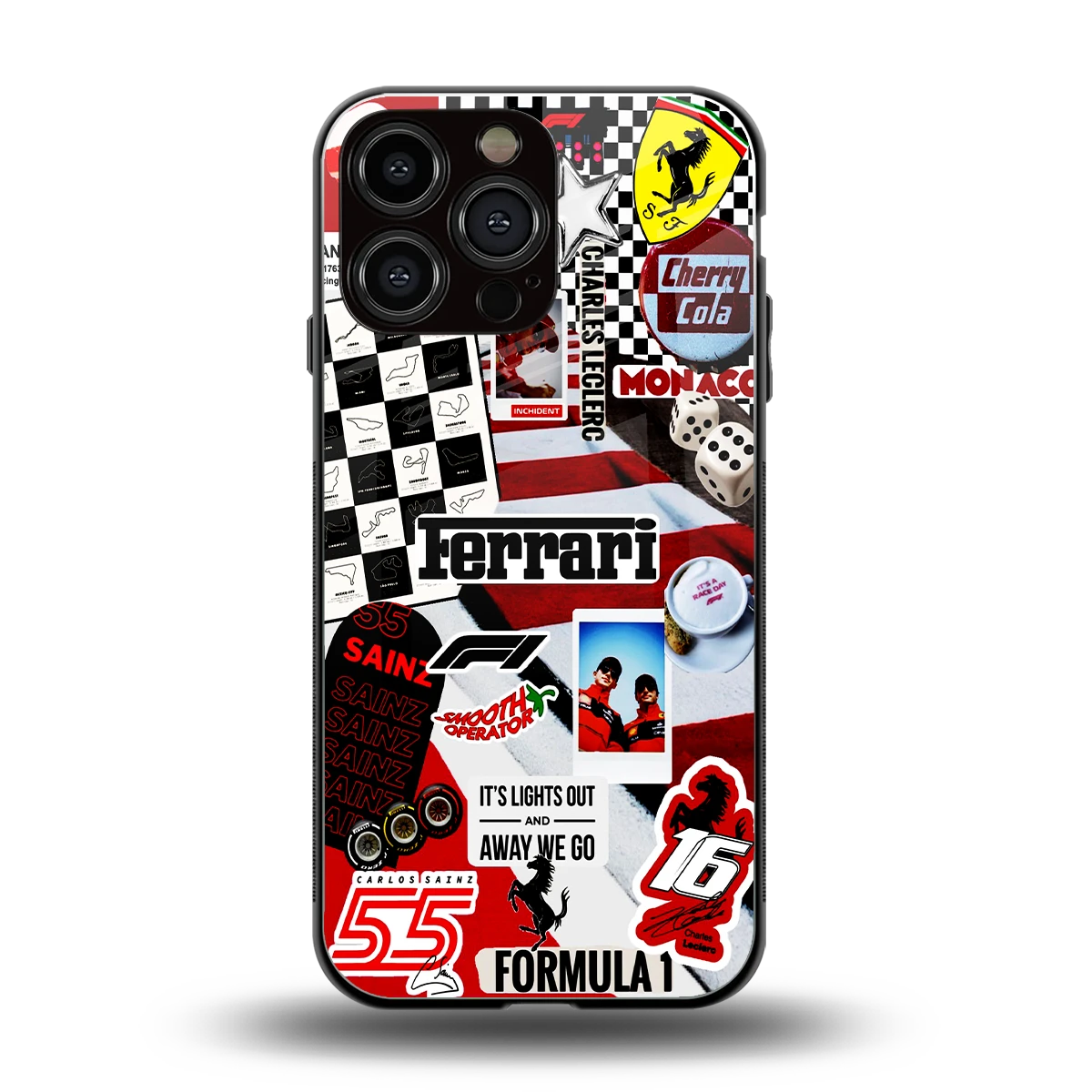 F1 Icon back phone cover | glass case for iphone 15 pro max