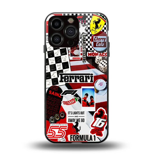 F1 Icon back phone cover | glass case for iphone 15 pro max
