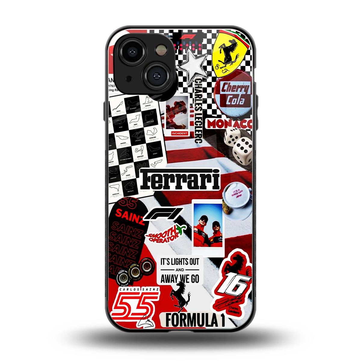 F1 Icon back phone cover | glass case for iphone 15