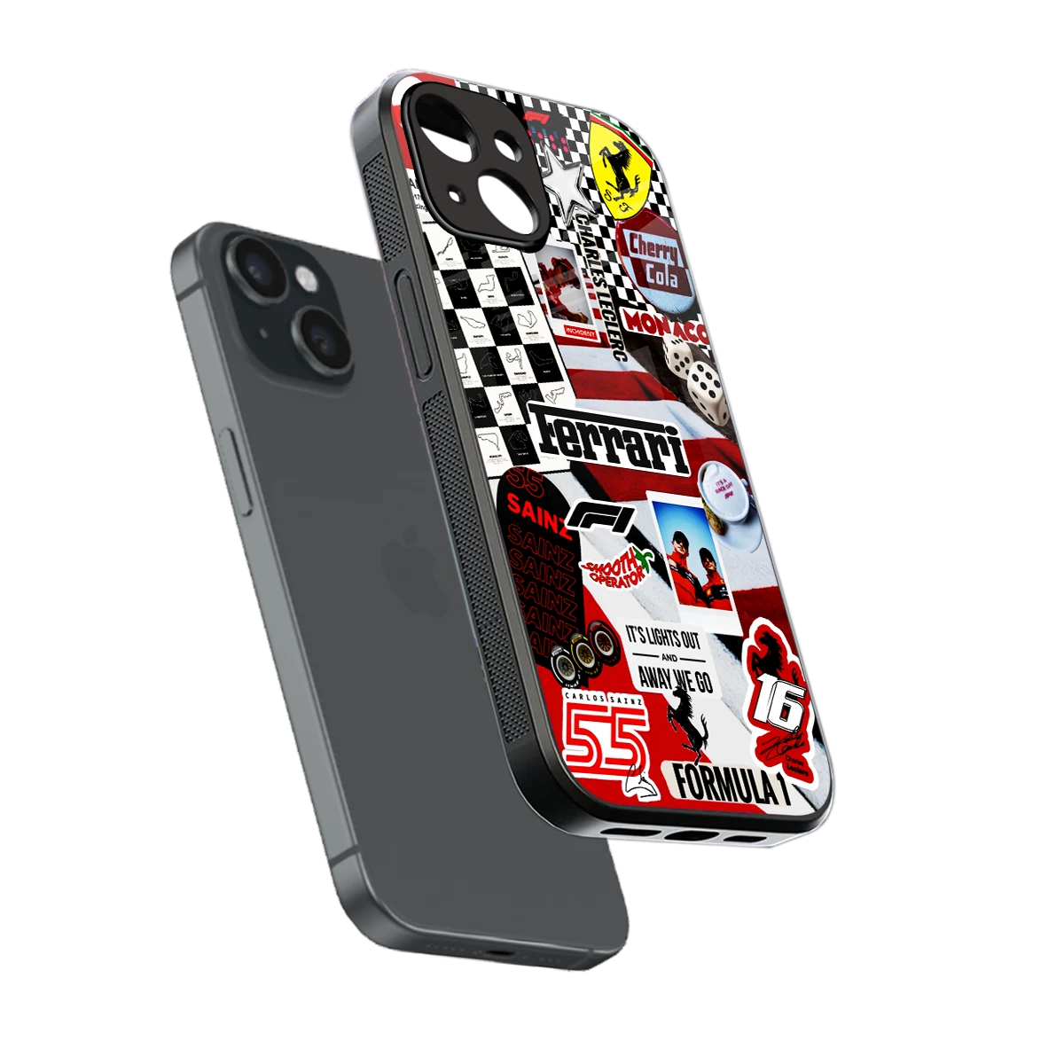 F1 Icon sleek iphone 15 cover with tempered glass back and TPU edges