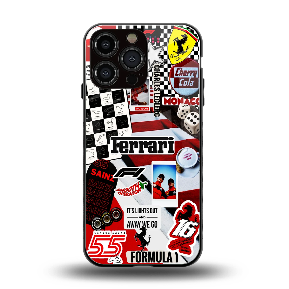 F1 Icon back phone cover | glass case for iphone 16 pro max