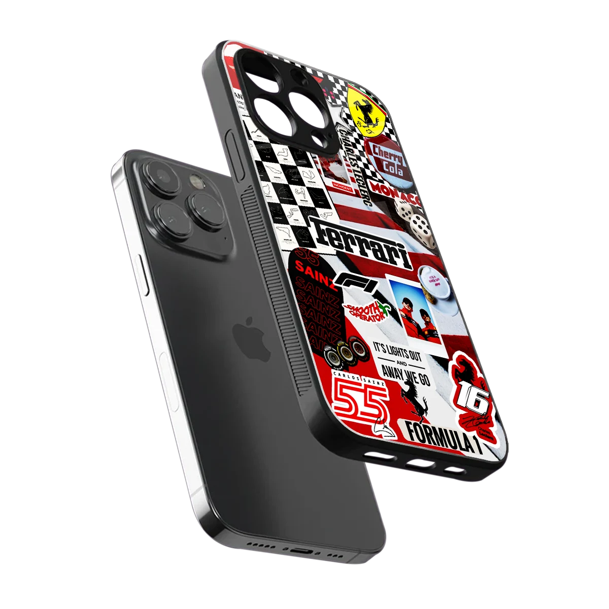 F1 Icon sleek iphone 16 pro max cover with tempered glass back and TPU edges