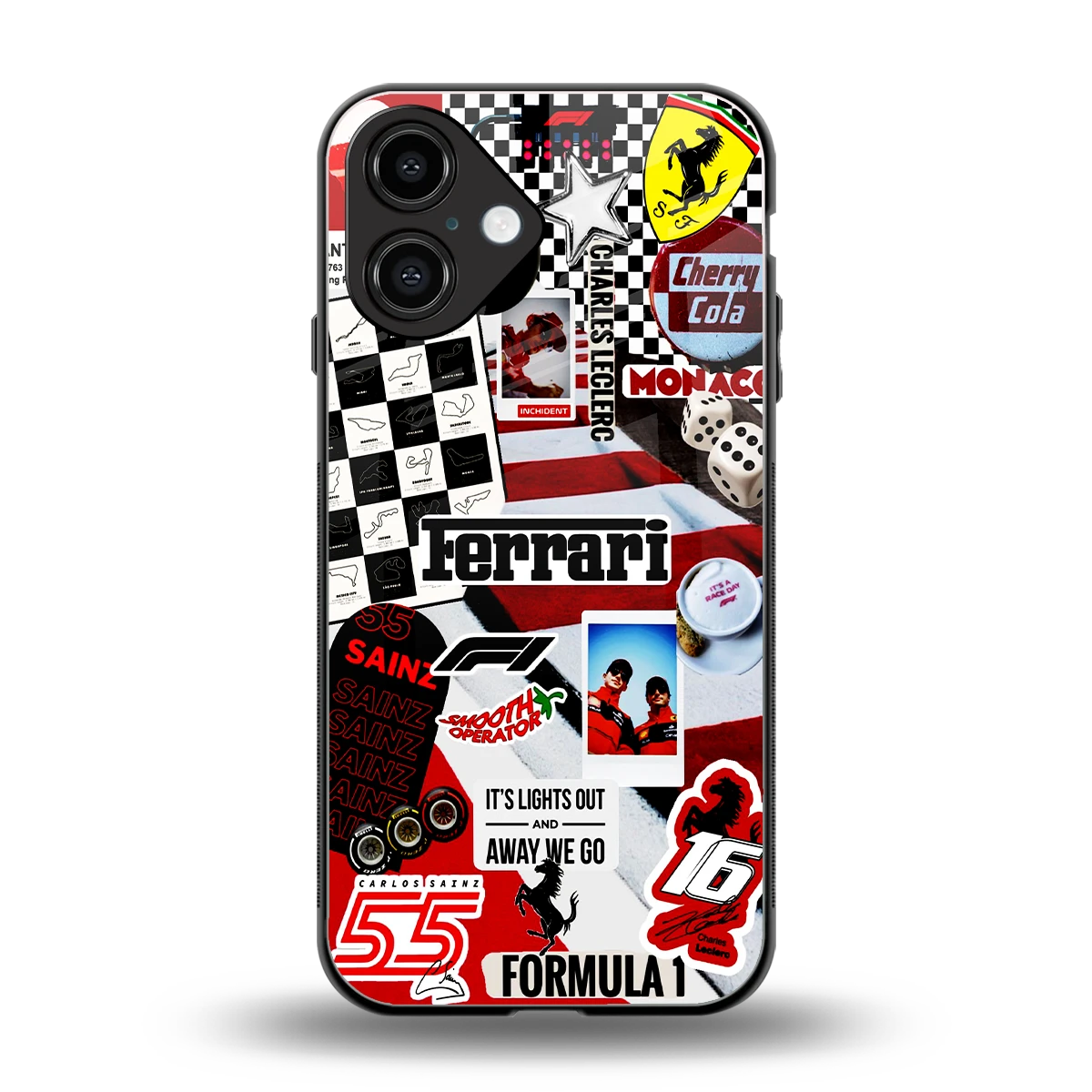 F1 Icon back phone cover | glass case for iphone 16