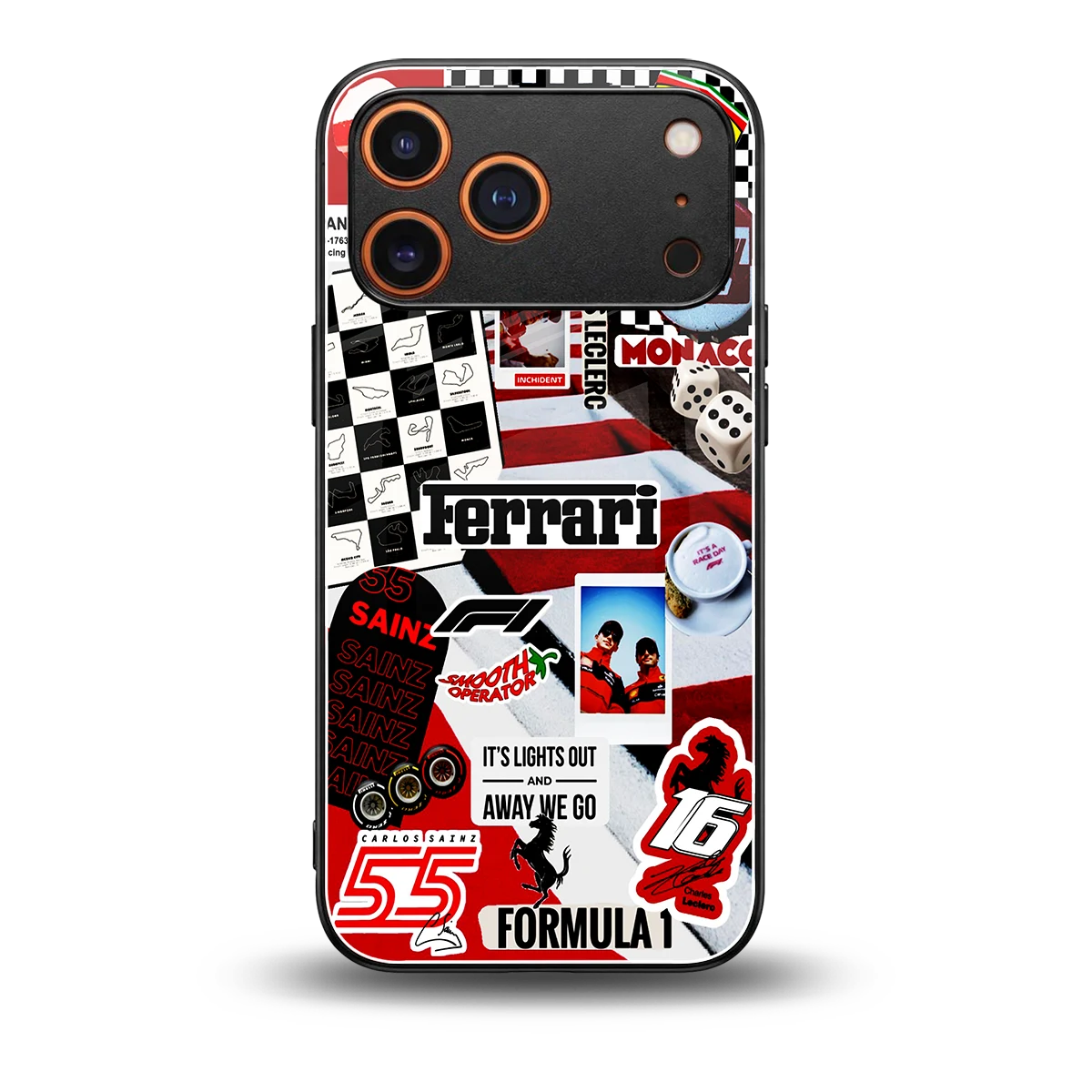 F1 Icon back phone cover | glass case for iphone 17 pro max