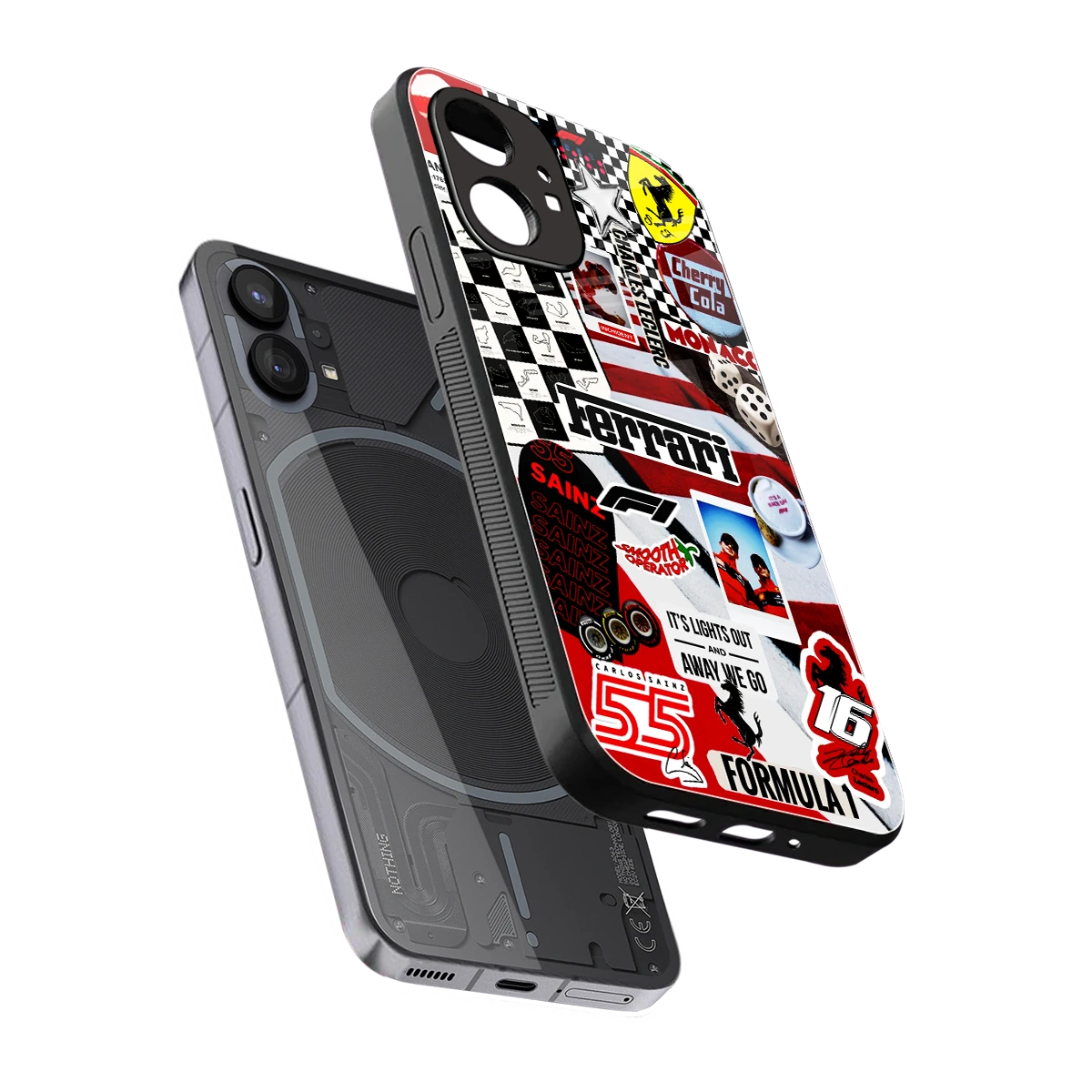F1 Icon sleek nothing phone 1 cover with tempered glass back and TPU edges