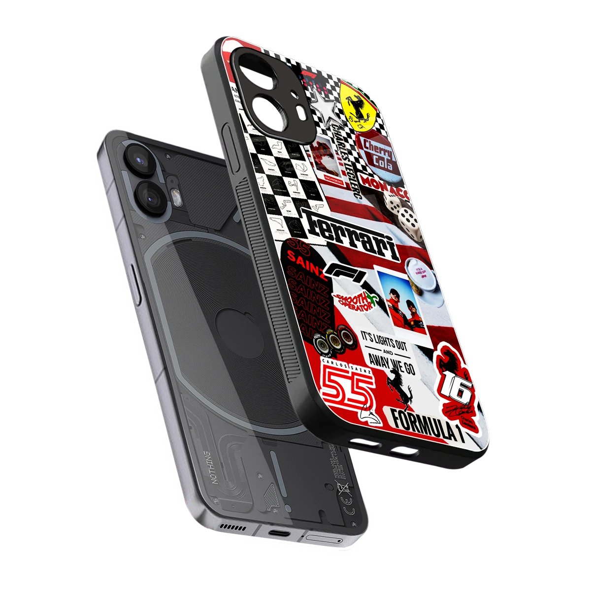 F1 Icon sleek nothing phone 2 cover with tempered glass back and TPU edges