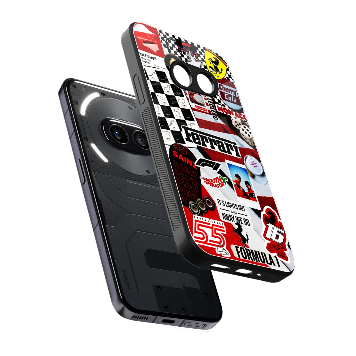 F1 Icon sleek nothing phone 2a cover with tempered glass back and TPU edges
