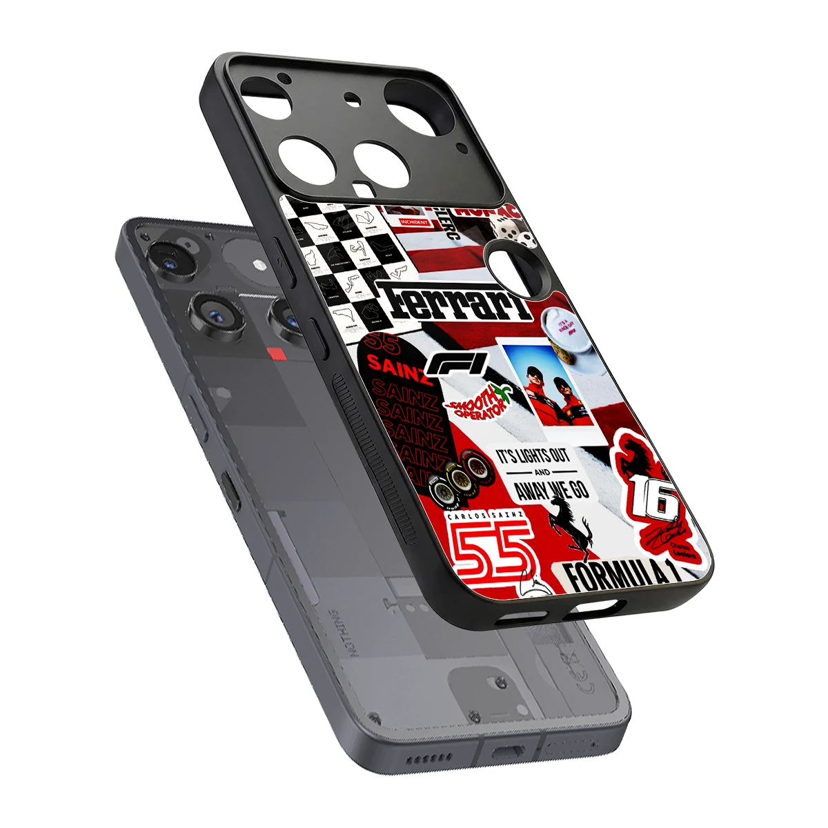 F1 Icon sleek nothing phone 3 cover with tempered glass back and TPU edges