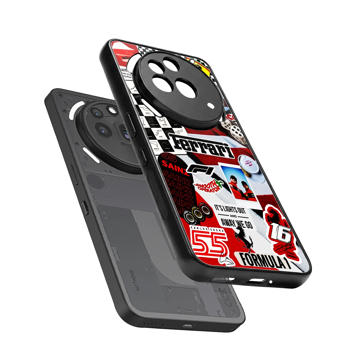 F1 Icon sleek nothing phone 3a pro cover with tempered glass back and TPU edges