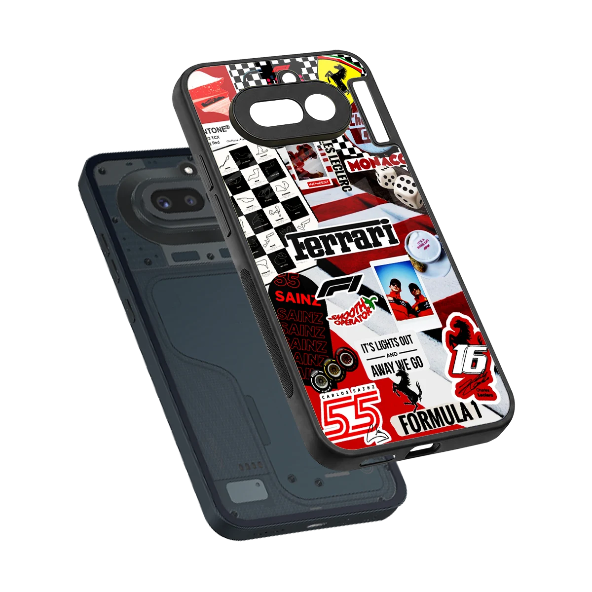F1 Icon sleek nothing phone 4a cover with tempered glass back and TPU edges