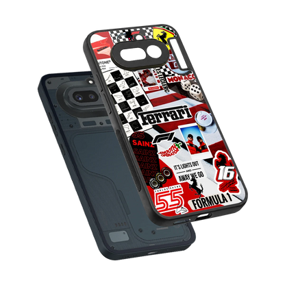 F1 Icon sleek nothing phone 4a cover with tempered glass back and TPU edges