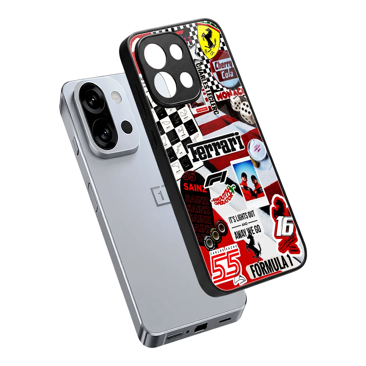 F1 Icon sleek oneplus 13s cover with tempered glass back and TPU edges