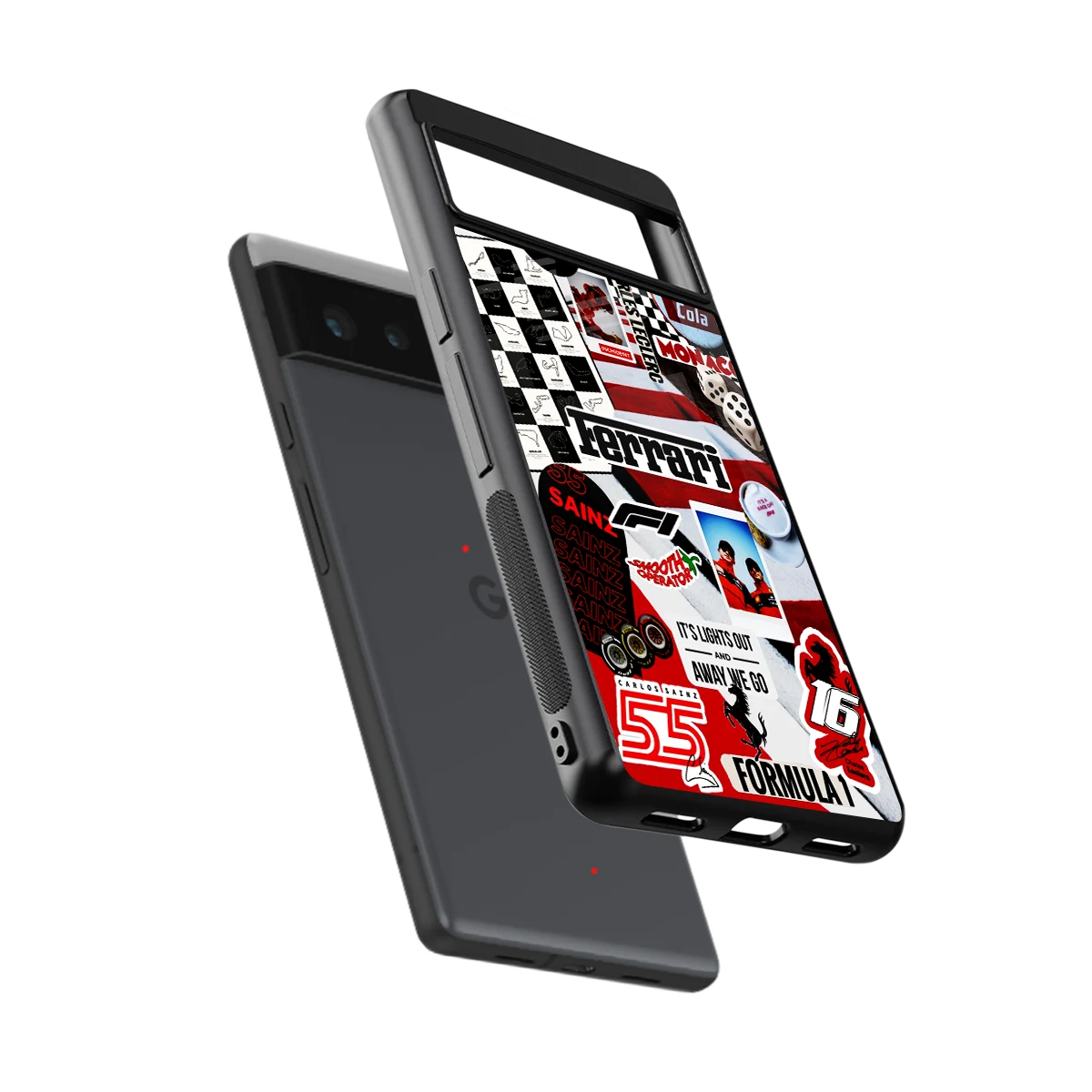F1 Icon sleek google pixel 6a cover with tempered glass back and TPU edges