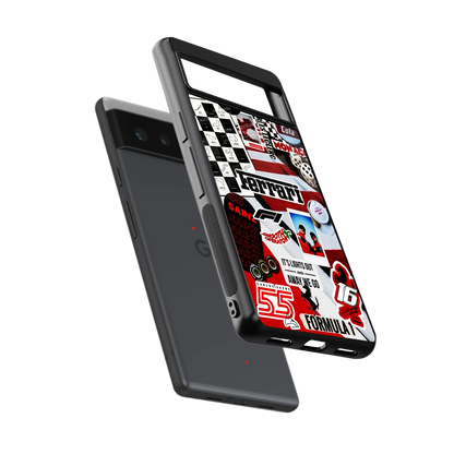 F1 Icon sleek google pixel 6a cover with tempered glass back and TPU edges
