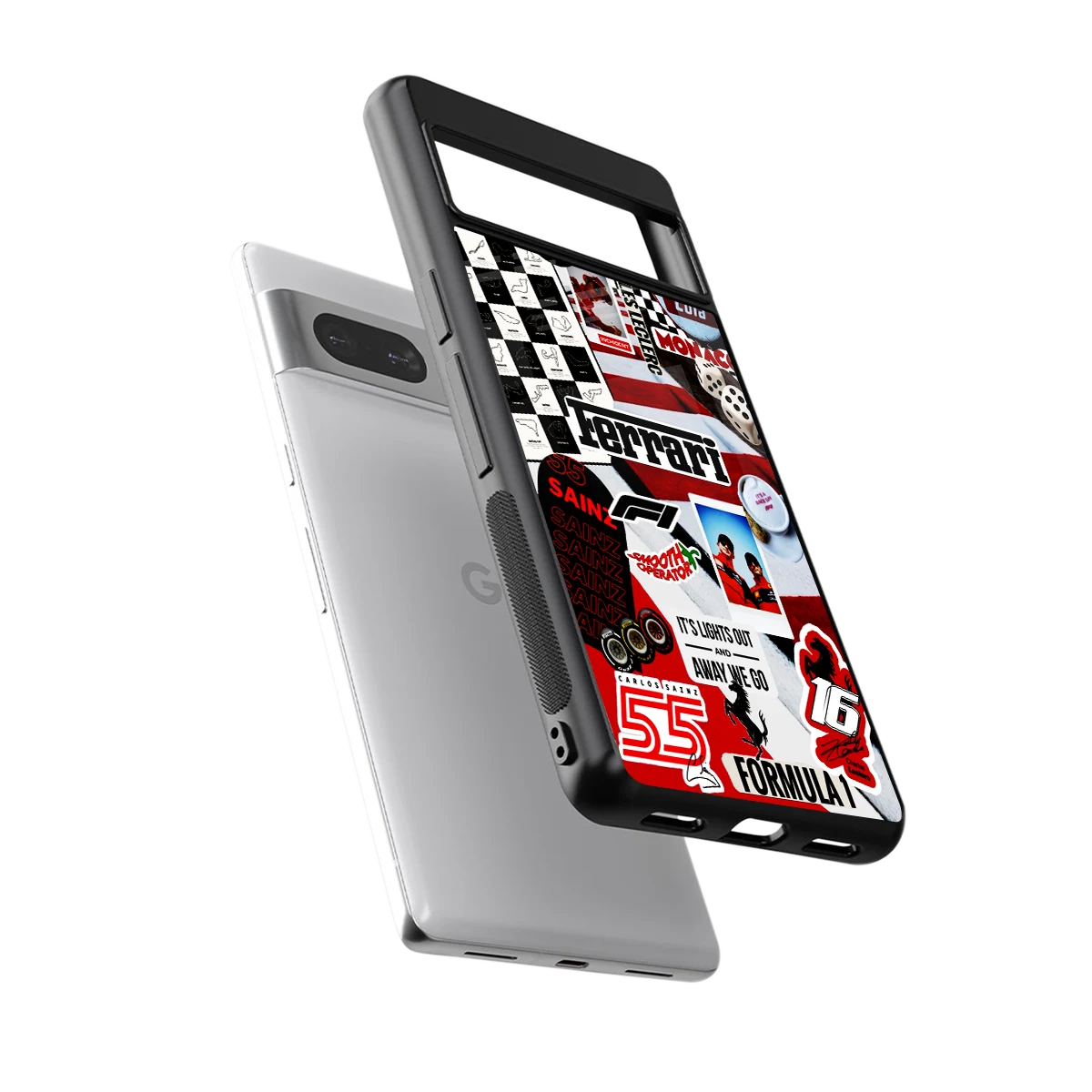 F1 Icon sleek google pixel 7 cover with tempered glass back and TPU edges