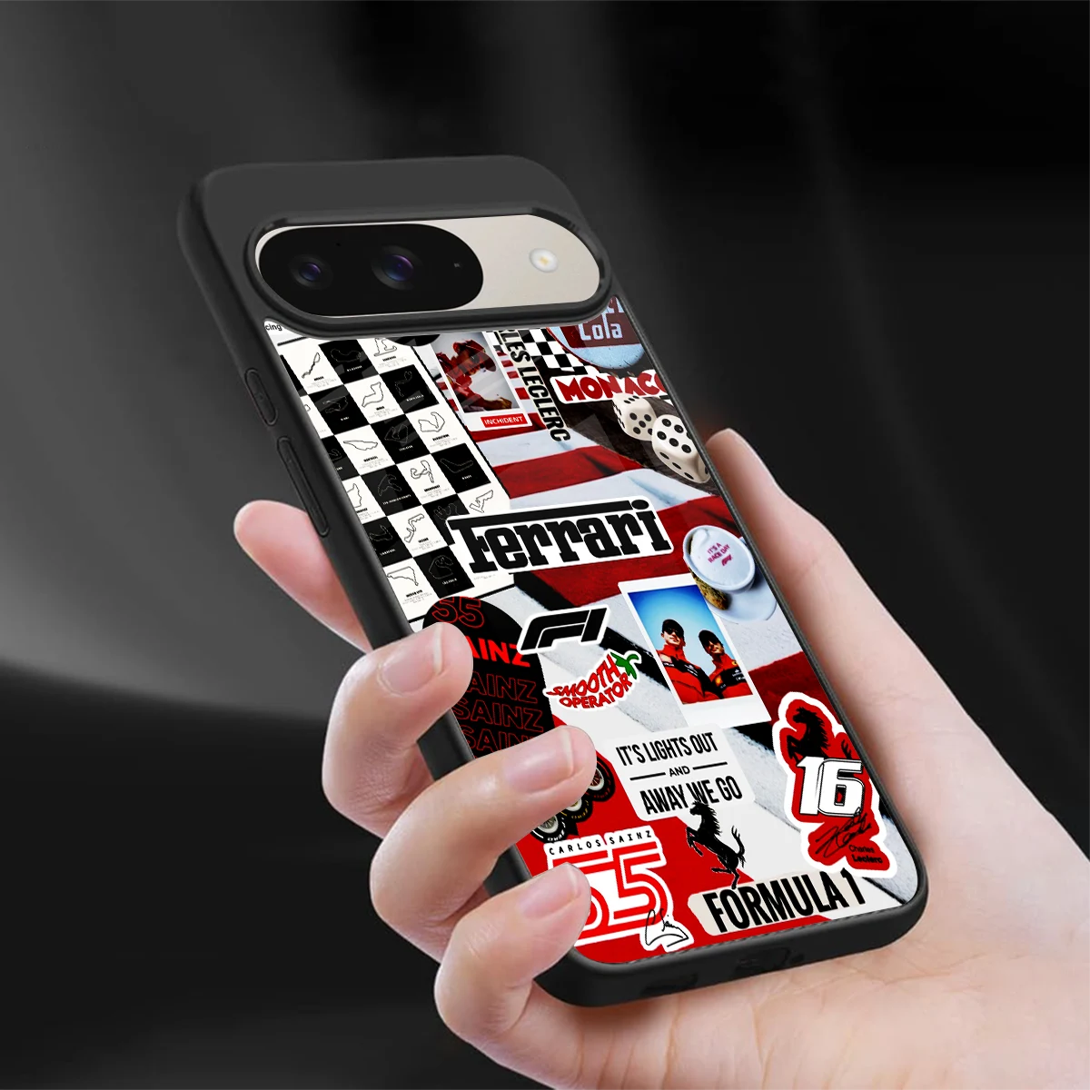 F1 Icon sleek google pixel 9 cover with tempered glass back and TPU edges