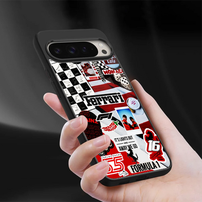 F1 Icon sleek google pixel 9 pro cover with tempered glass back and TPU edges