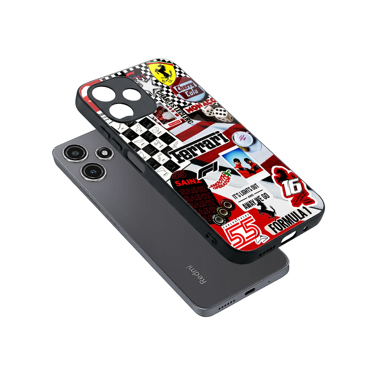 F1 Icon sleek redmi 12 5g cover with tempered glass back and TPU edges