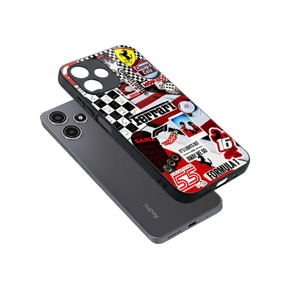 F1 Icon sleek redmi 12 5g cover with tempered glass back and TPU edges