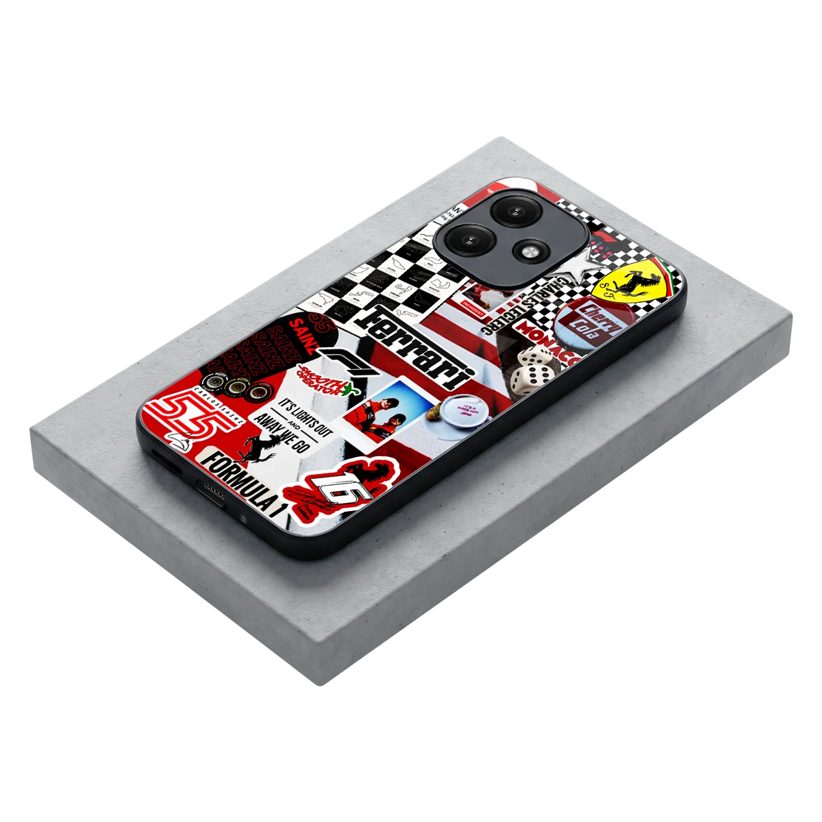 F1 Icon stylish phone case for redmi 12 5g | glossy glass and slim fit
