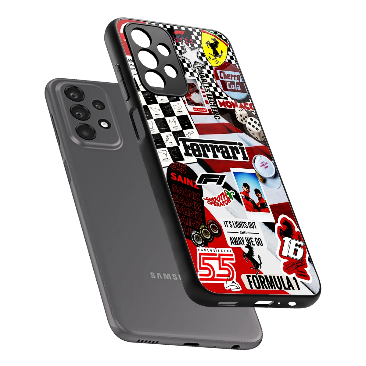F1 Icon sleek samsung galaxy a23 cover with tempered glass back and TPU edges