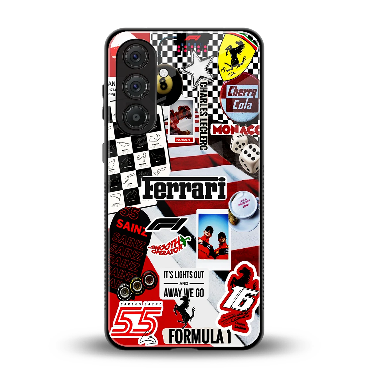 F1 Icon back phone cover | glass case for samsung galaxy m36 5g