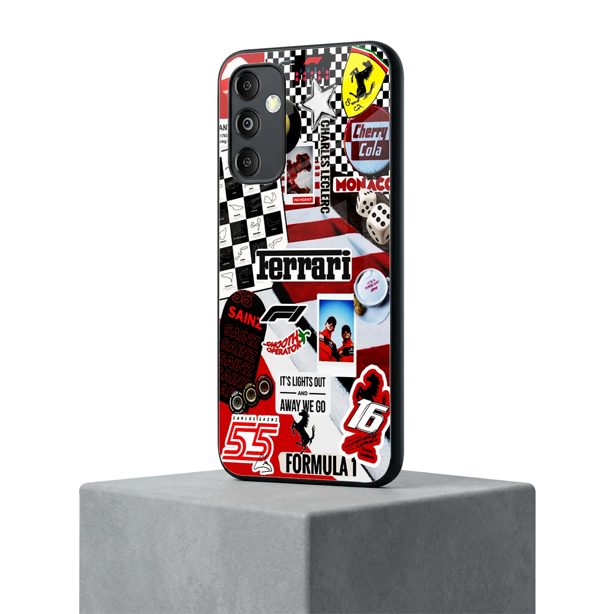 F1 Icon samsung galaxy m14 5g mobile cover | shockproof glass phone case