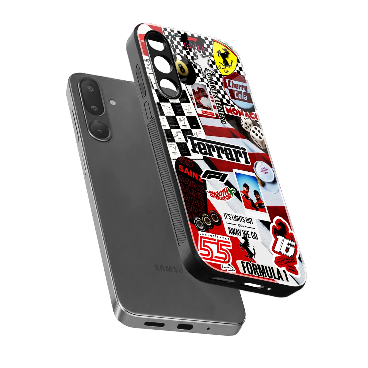 F1 Icon sleek samsung galaxy m36 5g cover with tempered glass back and TPU edges