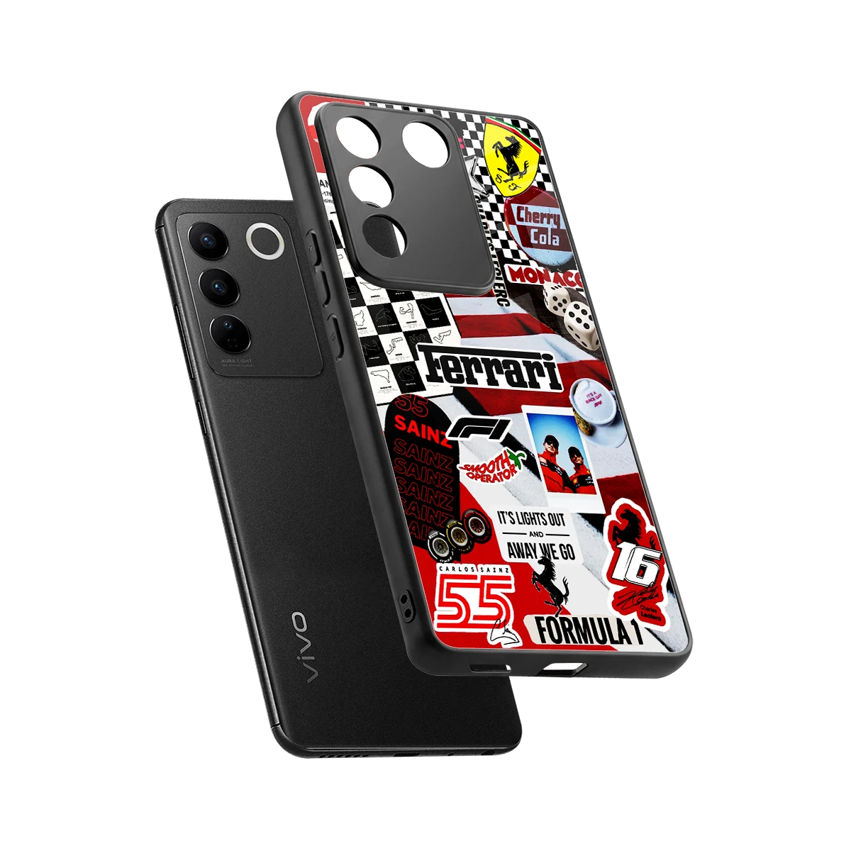 F1 Icon sleek vivo v27 5g cover with tempered glass back and TPU edges