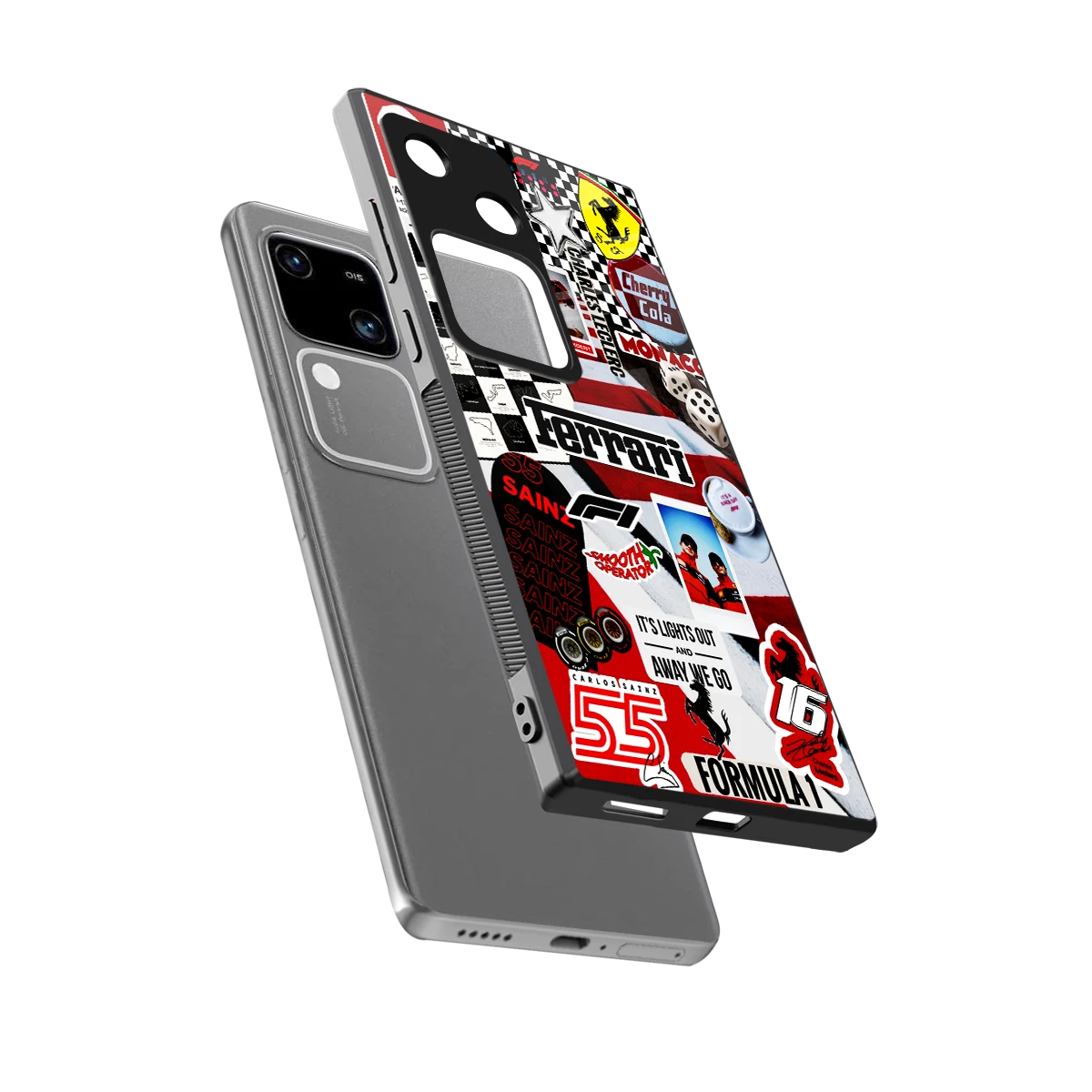 F1 Icon sleek vivo v30 cover with tempered glass back and TPU edges