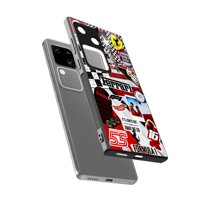 F1 Icon sleek vivo v30 cover with tempered glass back and TPU edges