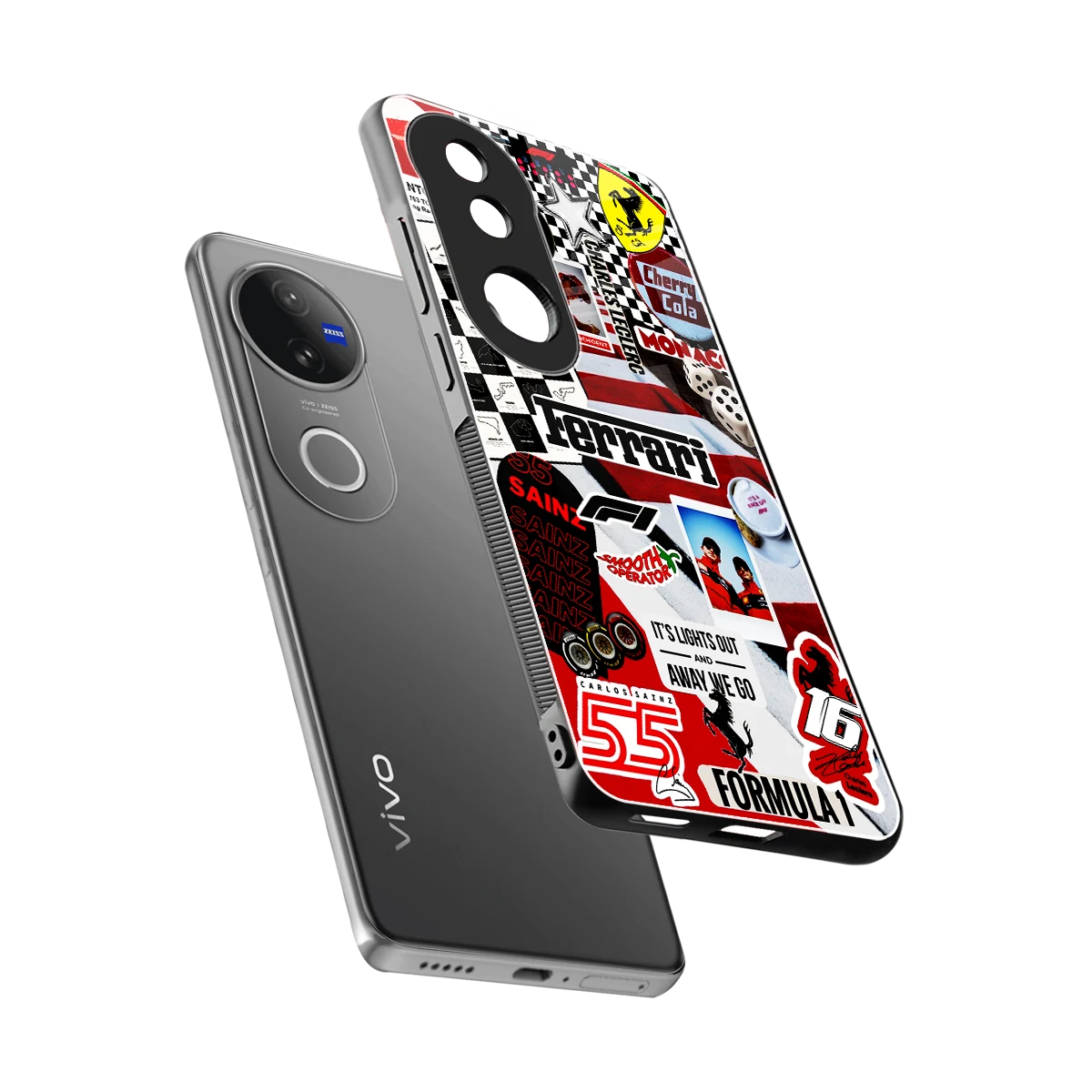 F1 Icon sleek vivo v50 cover with tempered glass back and TPU edges